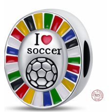 Charm Sterling silver 925 European Championship football, bead on bracelet sport Charm Sterling silver 925 European Championship football, bead on bracelet sport