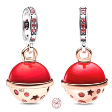 Charm Sterling Silver 925 Planet Mars, Murano Two-Tone Sparkling Pendant for Space Bracelet