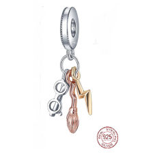 Sterling silver 925 Harry Potter - Glasses, Nimbus 2000 and lightning, 3in1 pendant bracelet