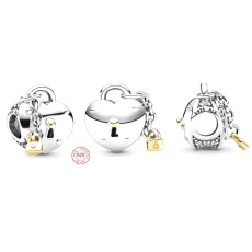 Sterling silver 925 Heart and lock, bead on love bracelet