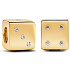 Charm Sterling silver 925 Gold plated cube + artificial zircon, bead on bracelet symbol