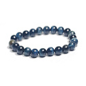 Tiger's eye dark blue grey elastic natural stone, 8 mm / 16-17 cm, stone of the sun and earth, brings luck and wealth