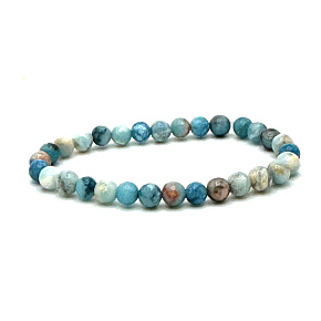 Larimar bracelet elastic natural stone, ball 6 mm / 16 - 17 cm, stone of mythical Atlantis