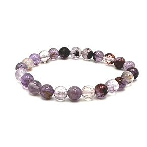 Quartz Phantom bracelet elastic, natural stone bead 8 mm / 16-17 cm, the most perfect healer
