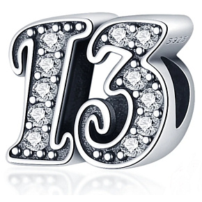 Charm Sterling silver 925 13 anniversary, bead on bracelet