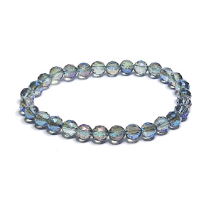 Crystal Aqua aura blue facet semi-metallic finish, bracelet elastic natural stone, bead 6 mm / 16 - 17 cm, stone stones Crystal Aqua aura blue facet semi-metallic finish, bracelet elastic natural stone, bead 6 mm / 16 - 17 cm, stone stones
