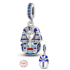Sterling Silver 925 Egypt Pharaoh Tutankhamun's Charm, travel bracelet pendant