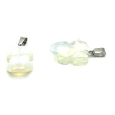 Opalite Frog for happiness pendant synthetic stone approx. 20 x 15 mm, stone of wishes and hope