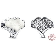 Charm Sterling silver 925 Ginkgo Biloba Smart, bead for bracelet nature