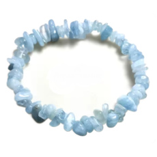 Aquamarine bracelet elastic chopped natural stone 19 cm, symbol of justice