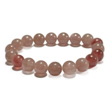Rose Quartz / Strawberry Quartz Elastic Bracelet Natural Stone, 10 mm Bead / 16 - 17 cm, the Most Perfect Healer