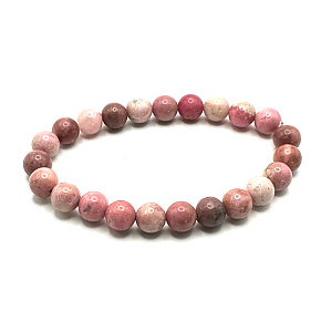 Rhodonite bracelet elastic natural stone, bead 8 mm / 16-17 cm, AA quality, forgiveness stone