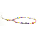 Anti-lost mobile phone pendant with beads, smiley, love, circumference 26,5 cm