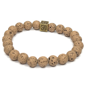 Lava light brown with royal mantra Om, bracelet elastic natural stone, ball 8 mm / 16-17 cm, born of the four elements Lava light brown with royal mantra Om, bracelet elastic natural stone, ball 8 mm / 16-17 cm, born of the four elements