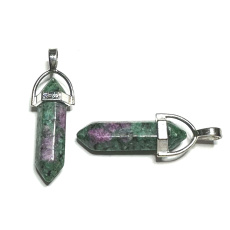 Anyolite / Ruby in Zoisite pendulum hexagon pendant natural stone 41 x 13 mm, relieves in times of sadness