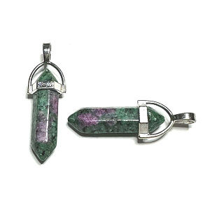 Anyolite / Ruby in Zoisite pendulum hexagon pendant natural stone 41 x 13 mm, relieves in times of sadness Anyolite / Ruby in Zoisite pendulum hexagon pendant natural stone 41 x 13 mm, relieves in times of sadness