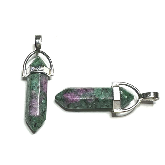 Anyolite / Ruby in Zoisite pendulum hexagon pendant natural stone 41 x 13 mm, relieves in times of sadness