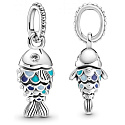 Sterling silver 925 Blue scaly fish, animal bracelet pendant