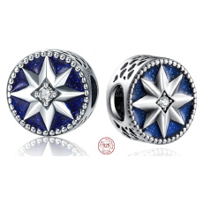 Charm Sterling silver 925 Star in blue sky, bead for bracelet universe