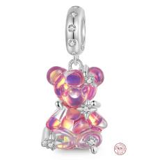 Charm Sterling Silver 925 Rainbow Bear Fantastic Dream, Animal Bracelet Pendant