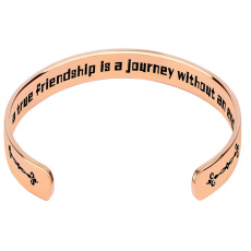 Stainless steel bracelet gold-plated with engraving True Friendship, open cuff, 2.5 mm