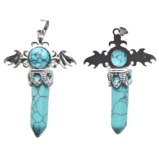 Turquenite cross made of alloy and stone 5.3 x 3.7 x 12 mm, a stone for young people seeking life's purpose