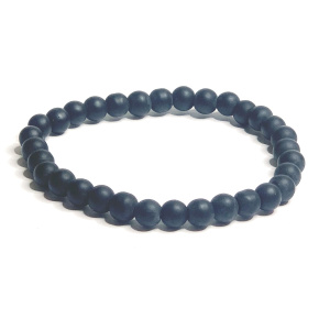 Agate black matte bracelet elastic natural stone, ball 6 mm / 16 - 17 cm, gives courage and strength