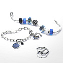 Charm Sterling silver 925 Shimmering round black charm Pavé, bead on bracelet symbol
