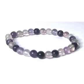 Fluorite purple-clear bracelet elastic natural stone, ball 6 mm / 16-17 cm, stone of geniuses