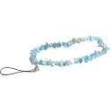 Aquamarine anti-theft mobile phone pendant, natural stone, circumference 26,5 cm, sailor stone, healing power of the ocean