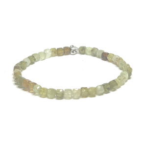 Garnet Tsavorite green facet bracelet elastic natural stone, ball 4,5 mm / 16 - 17 cm, gardener mascot