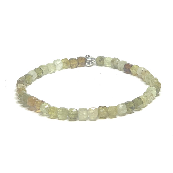 Garnet Tsavorite green facet bracelet elastic natural stone, ball 4,5 mm / 16 - 17 cm, gardener mascot