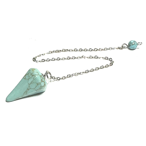 Tyrkenite pendulum 2,5 cm + 18 cm chain with bead, stone of young people, looking for a life goal