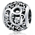 Sterling silver 925 Magic alphabet letter C with flowers, bead for bracelet