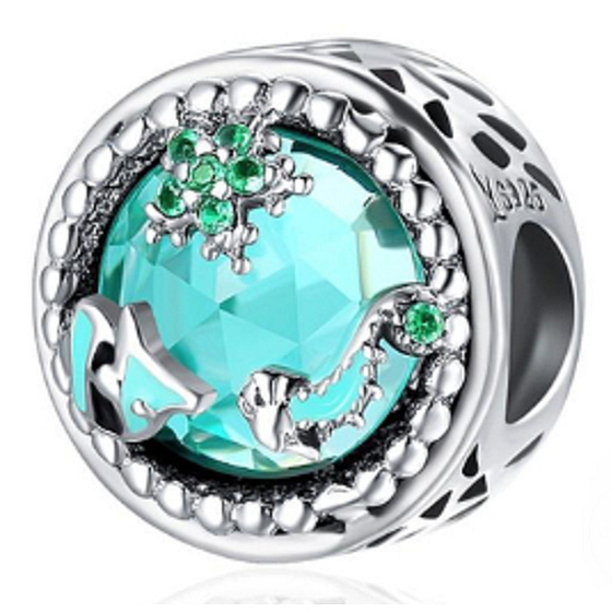 Charm Sterling Silver 925 Clear Ocean, Sea Bracelet Bead