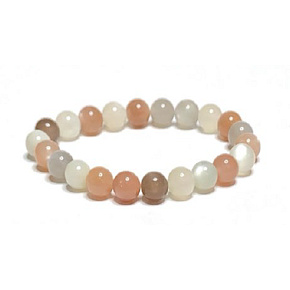 Moonstone mix color bracelet elastic natural stone, ball 8 mm / 16 - 17 cm, stone of destiny