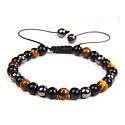 Hematite / Tiger Eye / Obsidian weight loss bracelet natural stone, hand knitted, adjustable size, ball 6 mm