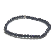 Goldstone blue Avanturine facet bracelet elastic, ball 4 mm / 16-17 cm, stone ambition