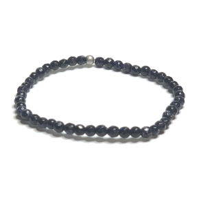 Goldstone blue Avanturine facet bracelet elastic, ball 4 mm / 16-17 cm, stone ambition