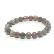 Jasper dark bracelet elastic natural stone, ball 8 mm / 16-17 cm, stone of positive energy