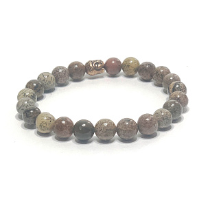 Jasper dark bracelet elastic natural stone, ball 8 mm / 16-17 cm, stone of positive energy