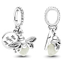 Sterling silver 925 Luminous - Firefly glowing in the dark - You are the light of my life, 2in1 pendant bracelet, animal