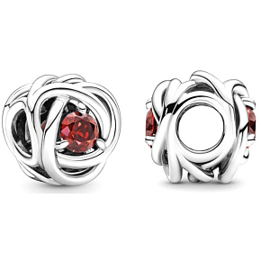 Charm Sterling silver 925 Infinity circle of eternity July red, bead for bracelet