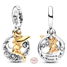 Charm Sterling silver 925 Disney 100. anniversary Tinker Bell Starry Night - Are you excited to return to Neverland, bracelet pendant
