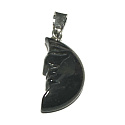Gray Agate Moon pendant natural stone, hand-polished figurine 2.2 x 10 mm, brings success into life