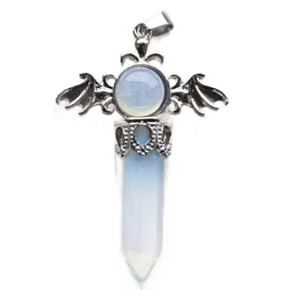 Opalite cross made of alloy and natural stone 5.3 x 3.7 x 12 mm, stone of wishes and hope Opalite cross made of alloy and natural stone 5.3 x 3.7 x 12 mm, stone of wishes and hope