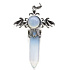 Opalite cross made of alloy and natural stone 5.3 x 3.7 x 12 mm, stone of wishes and hope