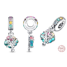 Sterling silver 925 Murano glass tree of belonging, nature bracelet pendant