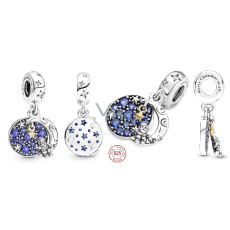 Charm Sterling silver 925 Santa on the moon 2in1, Christmas bracelet pendant