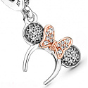 Charm Sterling silver 925 Disney headband Minnie Mouse, movie bracelet pendant